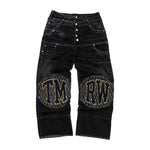 DOUBLE-WAISTED DENIM front